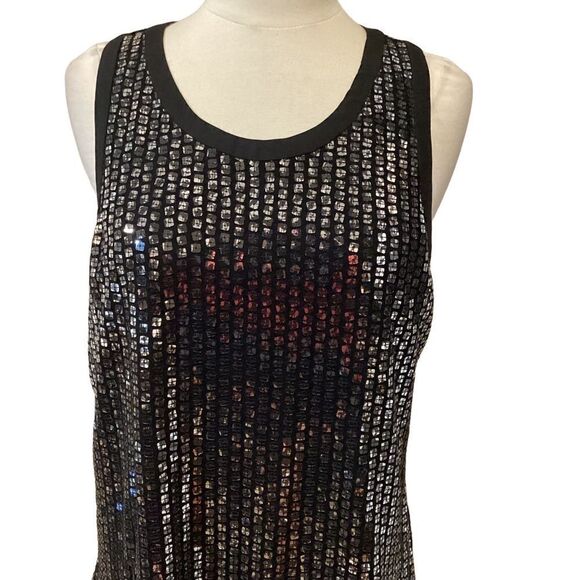 NWT Calvin Klein Sequin Racerback Shift Dress M Black - Picture 7 of 12